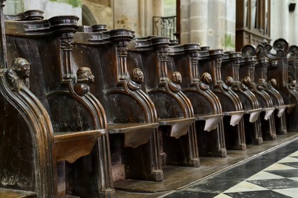 France, Ille-et-Vilaine,  Bay of Mont Saint Michel, Dol de Bretagne, Saint Samson cathedral of gothic style, both sides of the choir are located 77 stalls dated from the fourteenth century