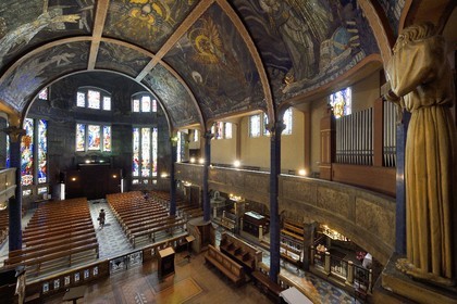 France, Allier (03), Vichy, Notre Dame des Malades (Our Lady of the Sick) church and Saint Blaise church, painted vault of the choir