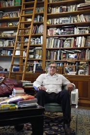 France, Alpes de Haute Provence, Ubaye valley, Barcelonnette, the Honorary Consul of Mexico and former town mayor Jean Chabre in the library of his Mexican Villa