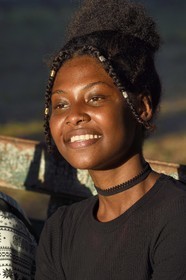 France, Mayotte island (French overseas department), Petite-Terre, Dzaoudzi, teens in discussion