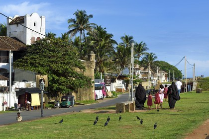 Sri Lanka, Southern Province, Galle Fort, listed as World heritage by UNESCO, old colonial houses on the ramparts street