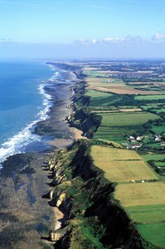 France, Calvados, Omaha beach, one of the beaches of the Normandy landings during the Second World War (aerial view)