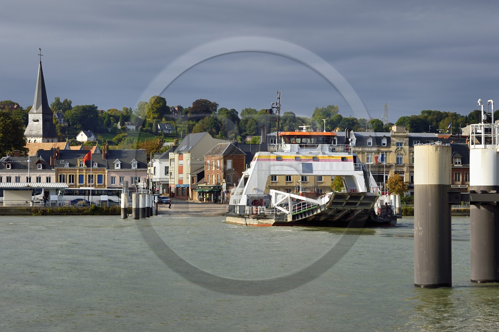 France, Seine-Maritime, Pays de Caux, Norman Seine River Meanders Regional Nature Park, the ferry crossing the Seine at Duclair