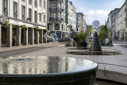 France, Finistère, Brest, rue de Siam and the Town Hall in the background