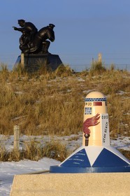 France, Manche, Utah Beach, Marker of the Way of Liberty showing the way taken by the allied forces in June 1944 after D Day