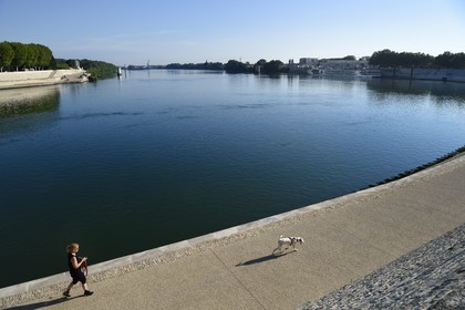 France, Bouches du Rhone, Arles, Quai Marx Dormoy and the Rhone river