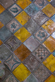 France, Vaucluse, Avignon, Palais des Papes (Palace of the Popes) listed as World heritage by UNESCO, glazed floor tiles