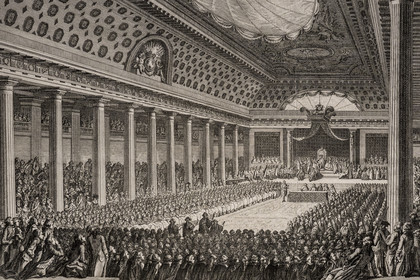 France, Paris, Marais district, Carnavalet Museum, print representing the opening of the general assembly at Versailles