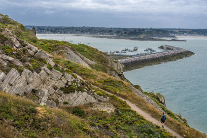 France, Cotes d'Armor, Cote de Penthièvre, Erquy, the port in the background