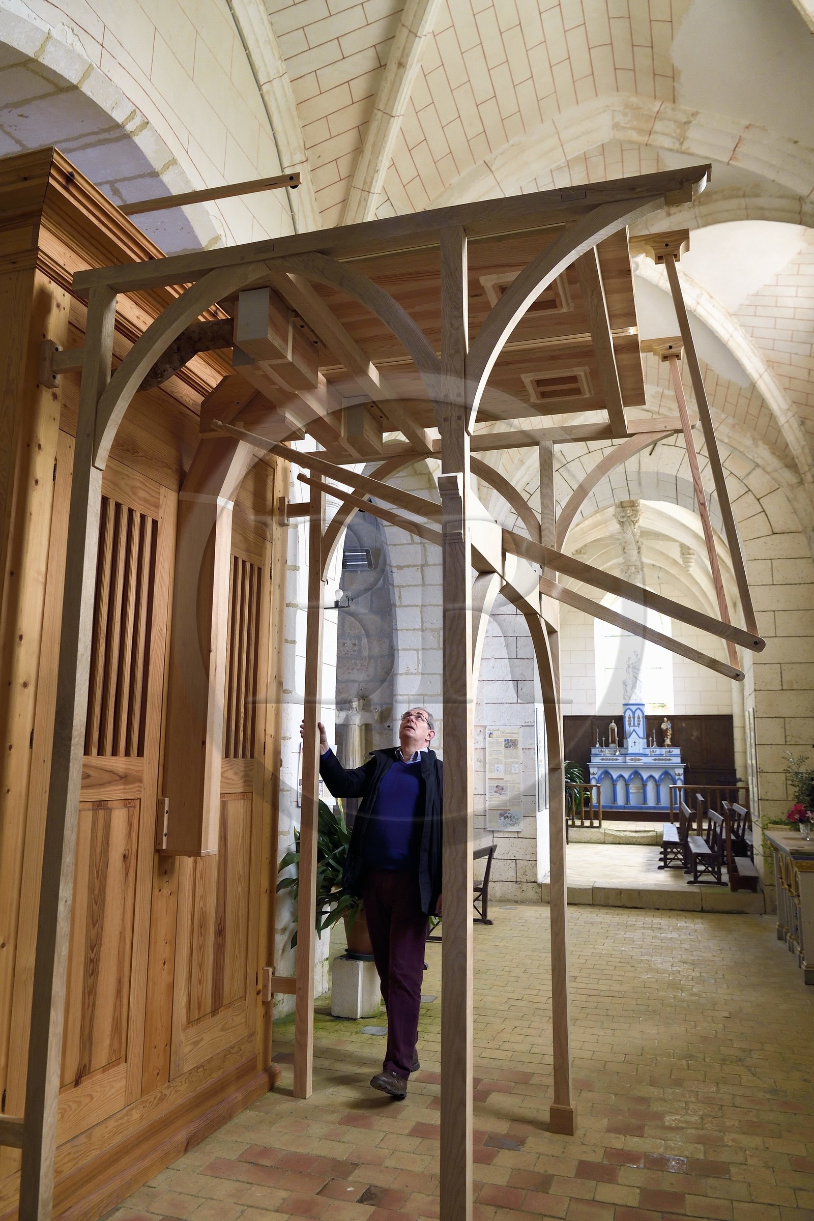 France, Charente (16), Pranzac, orgue italien à soufflets mécaniques construit par le facteur d'orgue Bernard Boulay