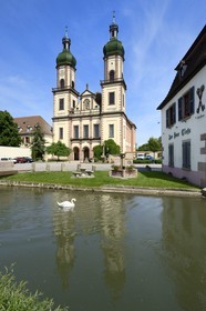 France, Bas Rhin, the Ried, Ebersmunster, abbey church of Saint-Maurice from the 18th century and german baroque style