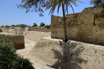 Israel, Haifa District, Caesarea (Caesarea Maritima), ruins of Caesarea, ramparts of the citadel of the Crusaders