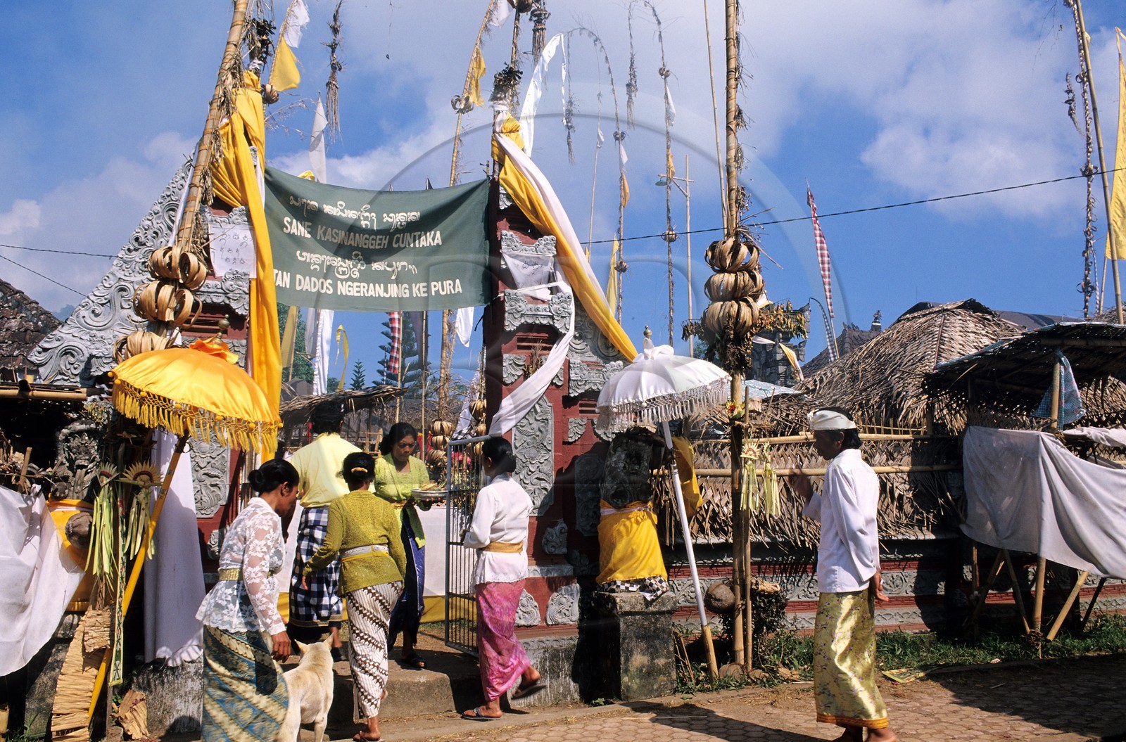 Indonésie, île de Bali, ouest de Bali, village de Bela Tungan, grande fête annuelle de Pura (temple) Dalem