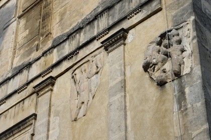 France, Bouches du Rhone, Arles, the hotel des Amazones (mansion) with ornaments taken from the Roman necropolis of the Alyscamps