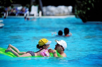 Dominican Republic, Altagracia province, Punta Cana, a hotel swimming pool
