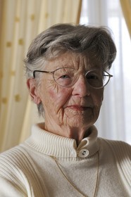 France, Manche, Cotentin, Saint Lo, Mireille Francois witnessed the bombing of 1944