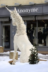 France, Manche, Cotentin, Saint Lo, sculpture of unicorn, symbol of the city