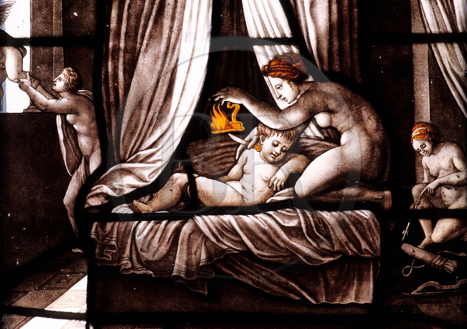 France, Oise (60), vitrail du château de Chantilly