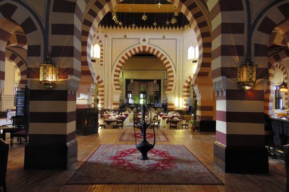 Egypte, Haute Egypte, Nubie, vallée du Nil, Assouan, l'hotel Old Cataract, le restaurant