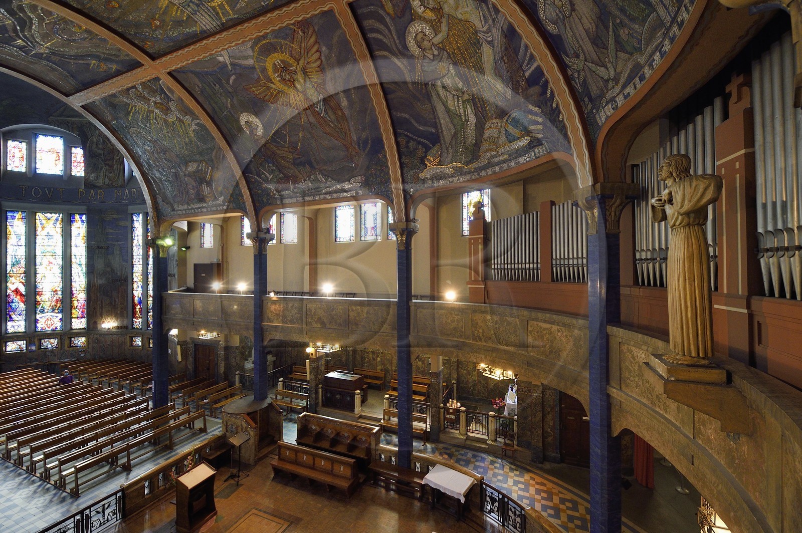 France, Allier (03), Vichy, Notre Dame des Malades (Our Lady of the Sick) church and Saint Blaise church, painted vault of the choir