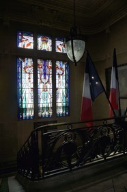 France, Allier (03), Vichy, City Hall, stained glass window by master glassmaker Francis Chigot 1928