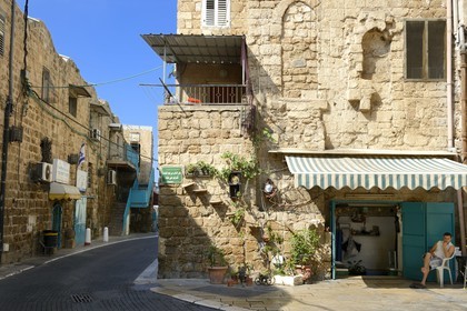 Israel, North district, Galilee, Acre (Akko), old town, listed as World Heritage by UNESCO, the Ottoman city, Salah Ve Bazri street along the sea wall