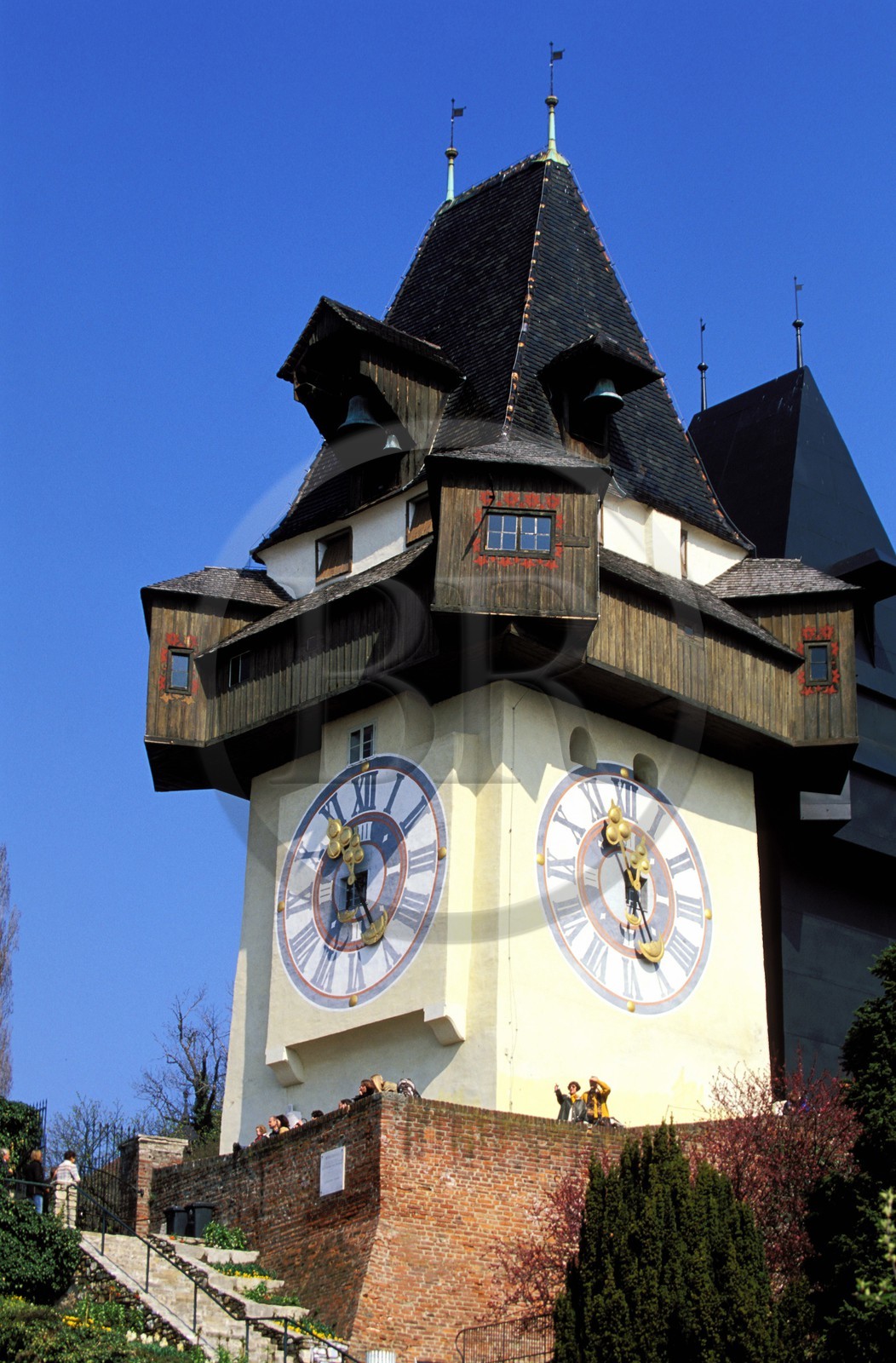 Autriche, Styrie, Graz, centre historique classé Patrimoine Mondial de l'UNESCO, la tour de l'Horloge (Uhrturm) sur le Schlossberg