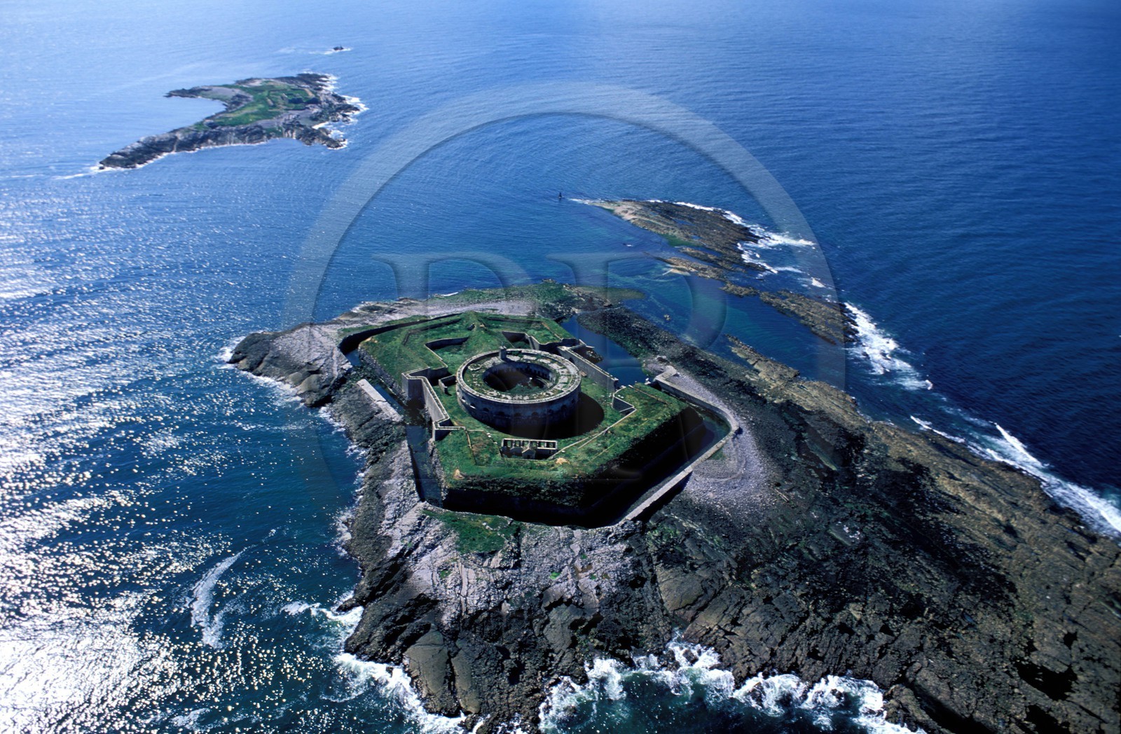 France, Manche (50), fort de l'île Saint-Marcouf, (vue aérienne)