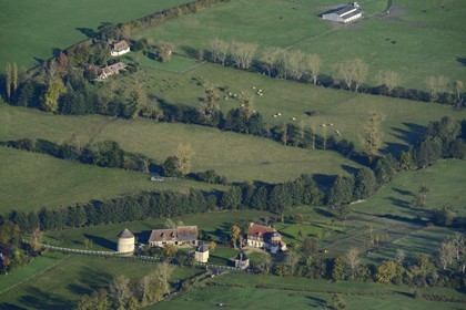 France, Calvados, farm towards Tortisambert (aerial view)