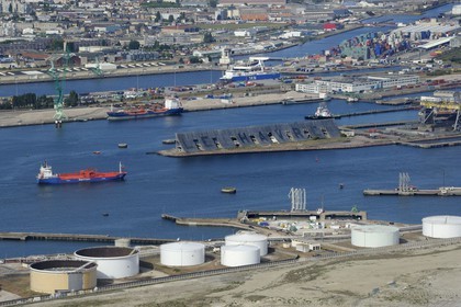 France, Seine Maritime, Le Havre, commercial port (aerial view)