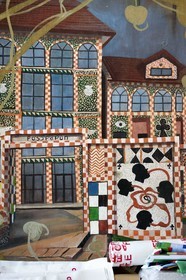 France, Paris, Barthelemy Toguo, the artist fo,under of Bandjoun Station in Cameroon represented here in his painting