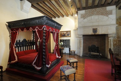 France, Indre-et-Loire (37), vallée de la Loire classée Patrimoine Mondial par l'UNESCO, Amboise, château du Clos Lucé,  chambre de Léonard de Vinci