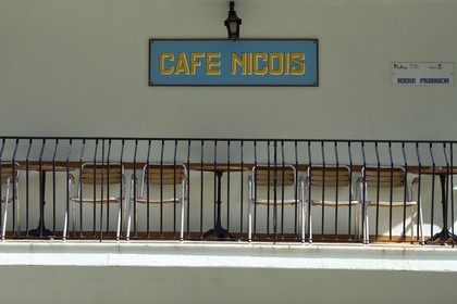 France, Corse du Sud, Bonifacio, Upper Town, Café Nicois on the street Fred Scamaroni