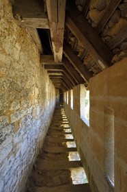 France, Dordogne (24), Périgord Noir, vallée de la Dordogne, Marquay, château de Puymartin, reconstruit au XVe siècle après la Guerre de Cent Ans, le chemin de ronde