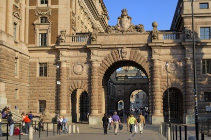 Sweden, Stockholm, Gamla Stan island (old town), Riksgatan street deside the Parliament