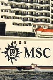 France, Bouches du Rhone, Marseille, Euroméditerranée Zone, Great Seaport of Marseille, cruise ship and mooring ship