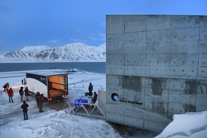 Norway, Svalbard, Spitzbergen, Longyearbyen, Svalbard Global Seed Vault (Seed Bank) provides a safety back-up for existing genebank collections, seed delivery by NordGen