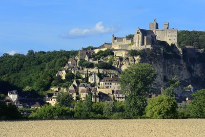 France, Dordogne, Perigord Noir, Dordogne Valley, Beynac et Cazenac, labelled Les Plus Beaux Villages de France (The Most Beautiful villages of France), the medieval castle on a cliff