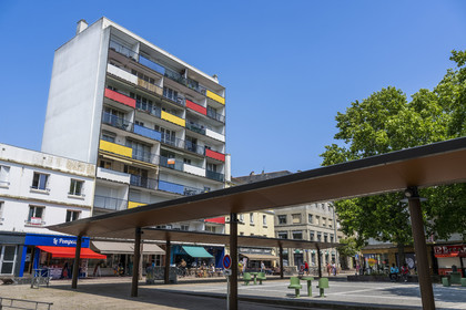 France, Morbihan, Lorient, the Conan Tower called Technicolor and completed in 1950 dominates Place Paul-Bert at 50 rue du Port