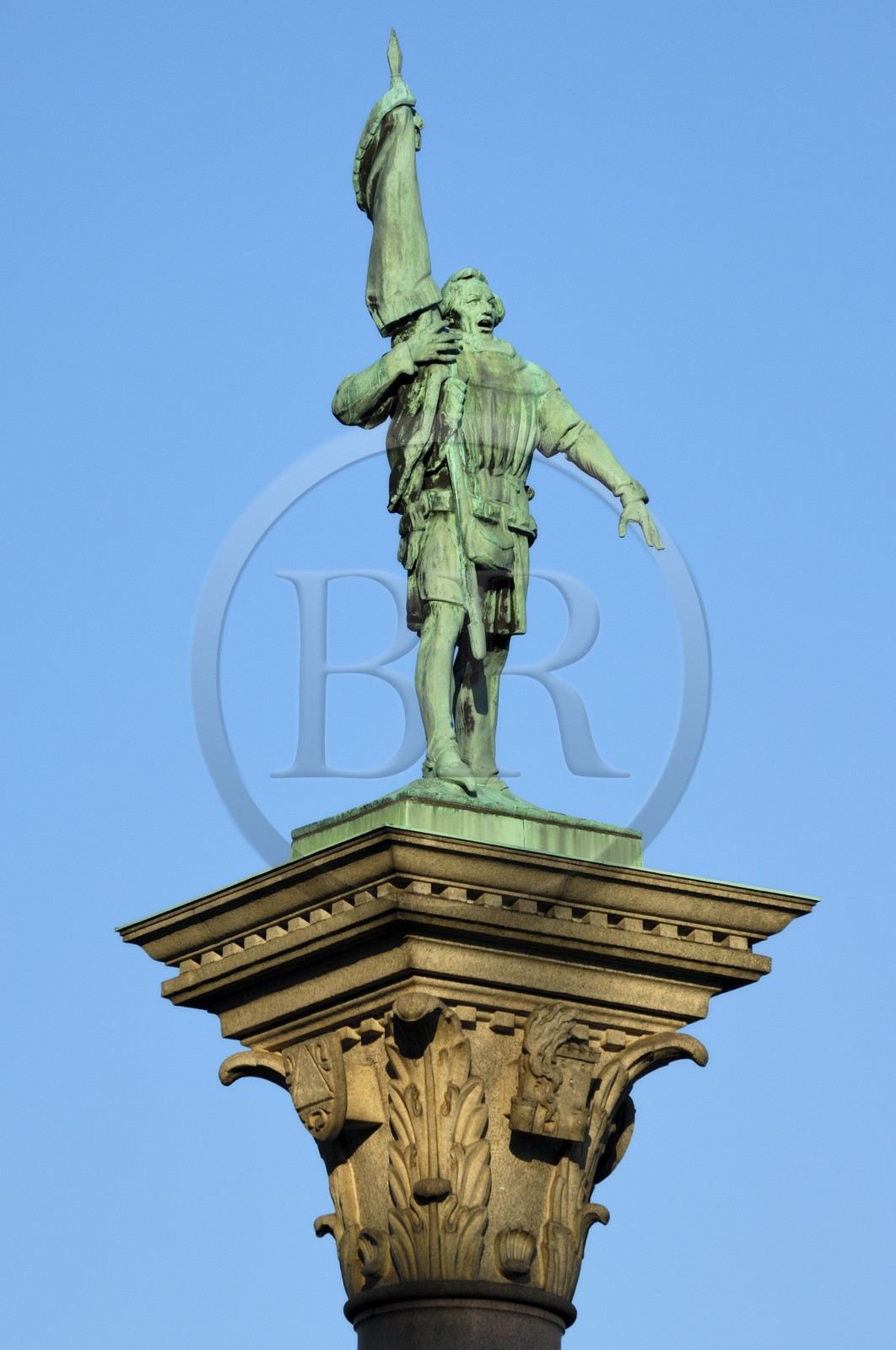 Suède, Stockholm, île de Gamla Stan (vieille ville), Hôtel-de-Ville (Stadshuset), le monument Engelbrekt à la gloire du héros national