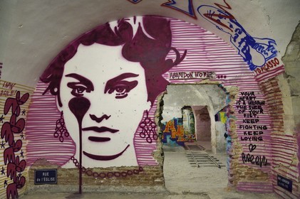 France, Haut-Rhin (68), Neuf-Brisach, Musée d'Art Urbain et de Street Art (MAUSA) hébergé dans une ancienne casemate de la citadelle de Vauban classée Patrimoine Mondial de l'UNESCO, peinture murale de Charles Uzzel alias Pure Evil