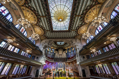Spain, Catalonia, Barcelona, Palau de la Musica Catalana (Catalan Music Palace), concert hall designed by the architect of Catalan modernism Lluis Domènech i Montaner, a UNESCO World Heritage Site
