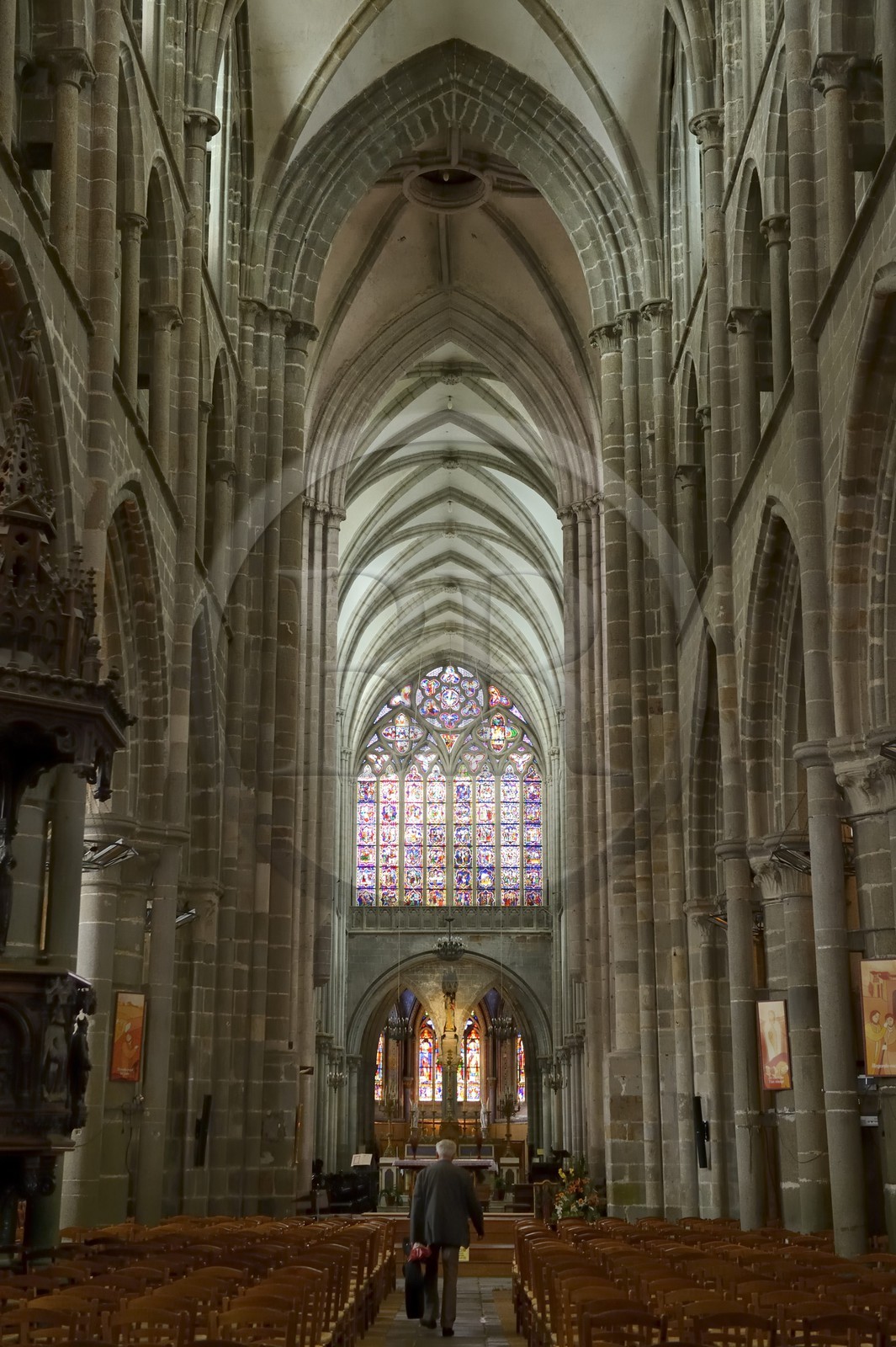 France, Ille-et-Vilaine,  Bay of Mont Saint Michel, Dol de Bretagne, nave of Saint Samson cathedral of gothic style