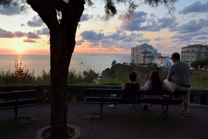 France, Pyrenees Atlantiques, Basque Country, Biarritz, sunset from the perspective of the Cote des Basques