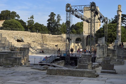 France, Bouches du Rhone, Arles, the Roman theater 1st century BC, listed as World Heritage by UNESCO