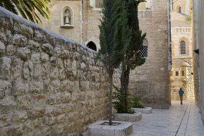 Israel, Jérusalem, ville sainte, vieille-ville classée Patrimoine Mondial de l'UNESCO, Mont Sion, ruelle menant à l'église de la Dormition