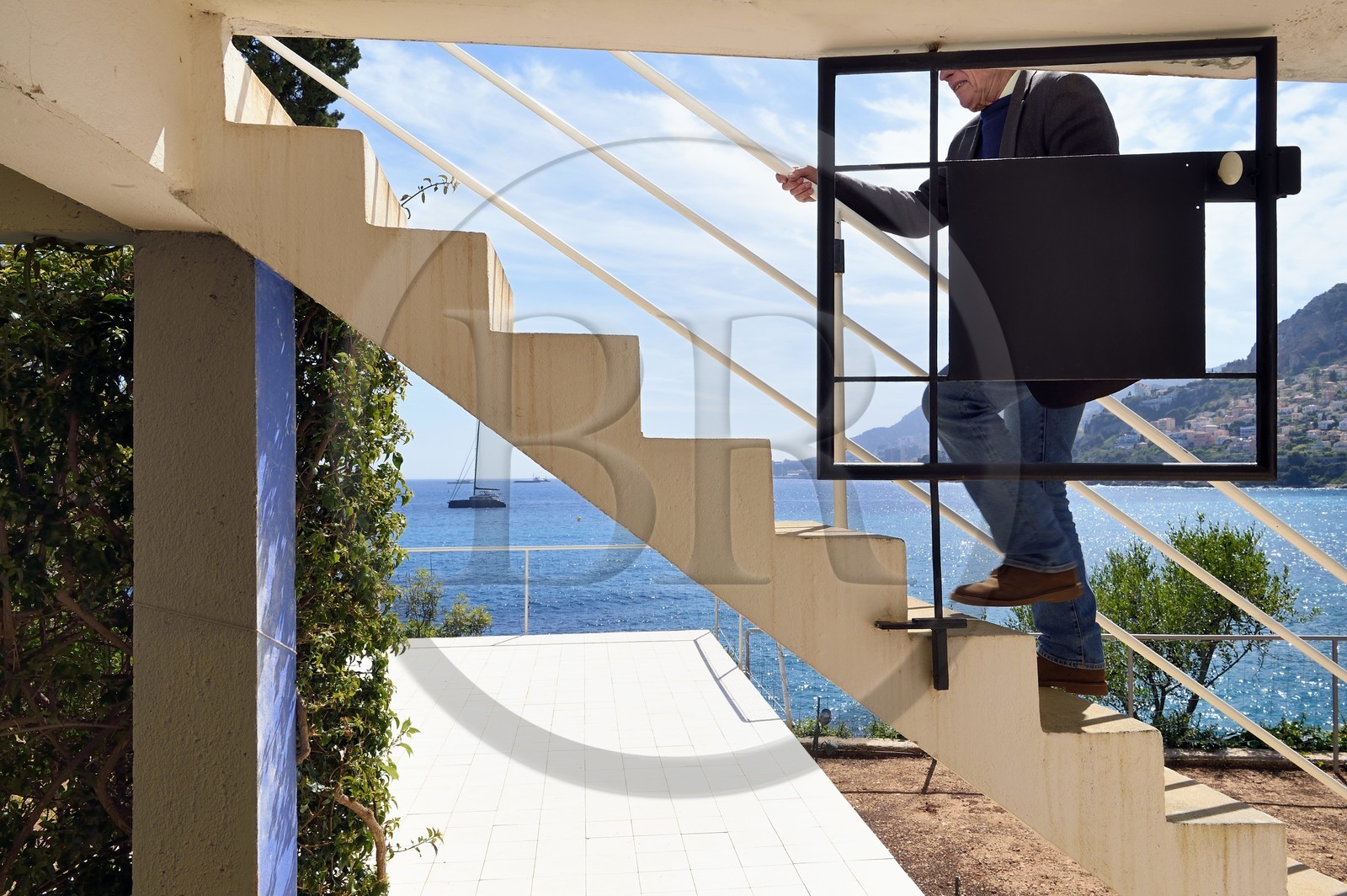 France, Alpes Maritimes (06), Roquebrune-Cap-Martin, Cap Martin, sentier du Buse, Villa E1027 conçue par l'architecte et designer Eileen Gray pour l'architecte Jean Badovici