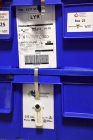 Norway, Svalbard, Spitzbergen, Longyearbyen, Svalbard Global Seed Vault (Seed Bank), sealed boxes containing seeds from the Australian Grains Genebank