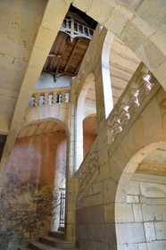 France, Dordogne, Périgord Vert, Saint Jean de Cole, labelled Les Plus Beaux Villages de France (The Most Beautiful Villages of France), Marthonye or Marthonie castle, the 17th century grand staircase