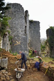France, Charente, Pranzac, site of archaeological excavations in the ruins of the castle orchestrated by the Secrets de Pranzac association